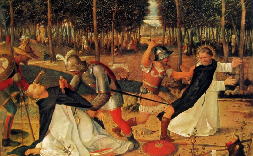 Giovanni Bellini: L'uccisione di San Pietro martire, cm. 67,3 x 100,4, Courtauld Institute di Londra.
